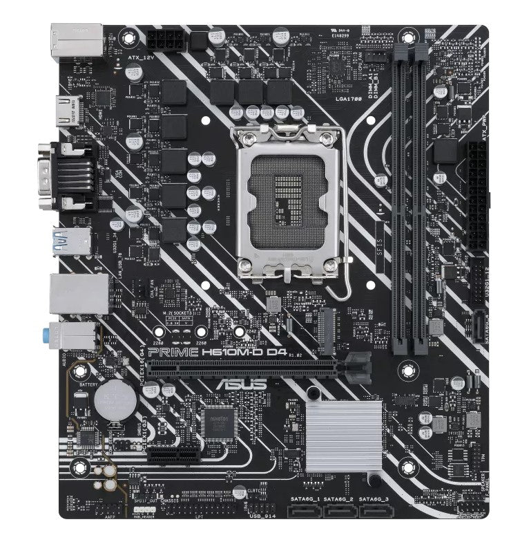 ASUS H610M PRIME H610M-D D4-CSM Intel LGA 1700 mATX Motherboard, DDR4 64GB, PCIe4.0, M.2, 1Gb Ethernet, HDMI, D-SUB, USB3.2 Gen1, SATA 6Gbps,