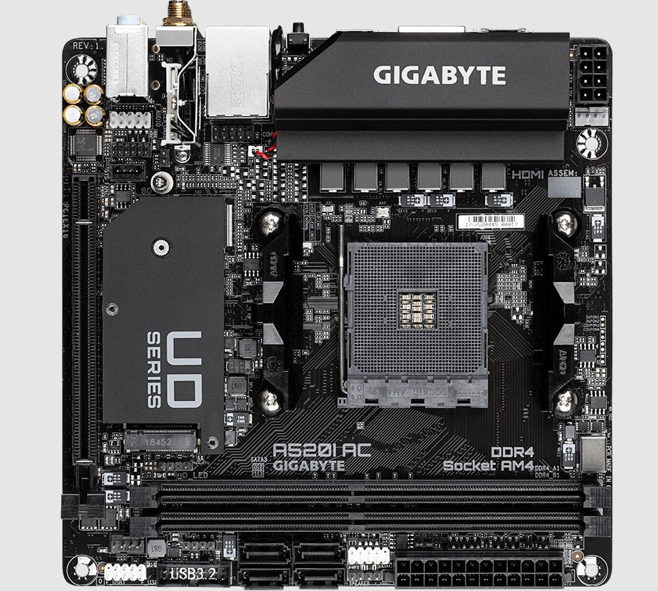 Gigabyte A520I AC AMD A520 Mini-ITX Ultra Durable Motherboard with Direct 6