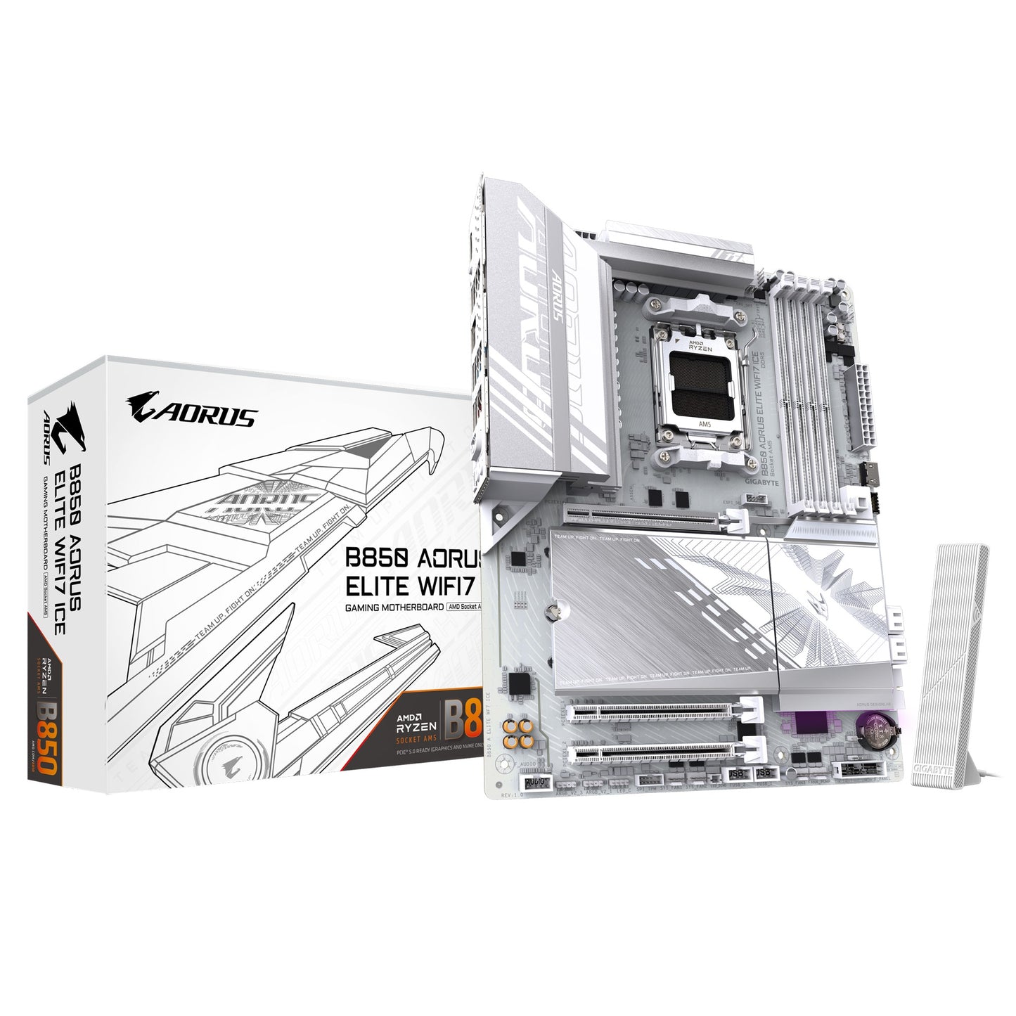 Gigabyte B850 A ELITE WF7 ICE 1.0 , AMD AM5, 1 x HDMI, 3 x PCI Express x16, 3 x M.2, 4 x SATA, 9x USB 3.2