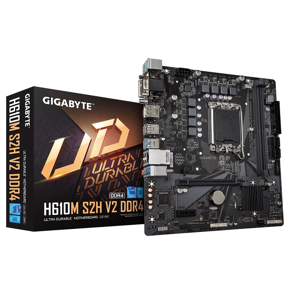(LS) Gigabyte H610M S2H V2 DDR4 Intel LGA 1700 mATX Motherboard, 2x DDR4 ~64GB