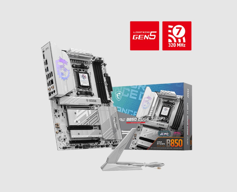 MSI B850 EDGE TI WIFI, AMD B850, 4x DDR5 256GB, 1x HDMI, 3x PCI-E x16 slot, 4x