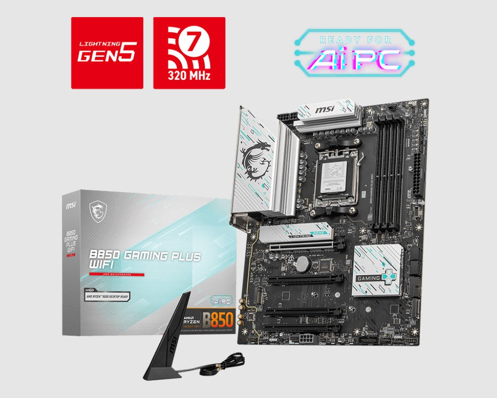 MSI B850 GAMING PLUS WIFI, AM5, 4x DDR5 256GB, 1x HDMI, 4x PCI-E x16 slot, 3x M.2, Wi-Fi 7