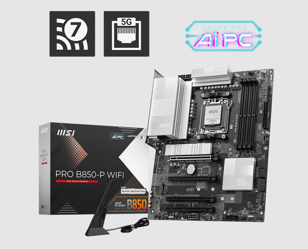 MSI PRO B850-P WIFI, AMD B850, 4x DDR5 256GB, 1x HDMI, 4x PCI-E x16 slot, 3x M.2, Wi-Fi 7