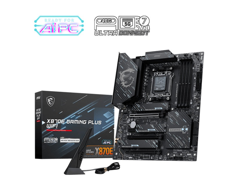 MSI X870E GAMING PLUS WIFI, AM5, Ryzen 7000-9000, X870E, DDR5-8200+, PCIe5 x16