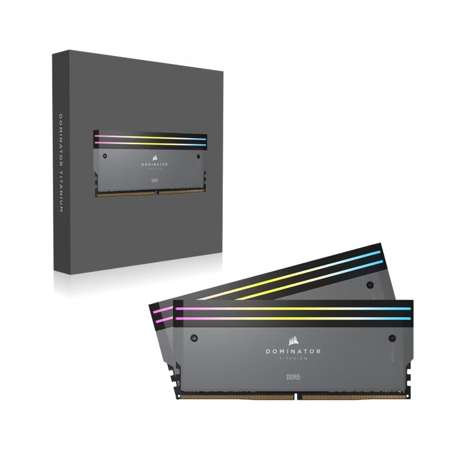 DOMINATOR® TITANIUM RGB 64GB (2x32GB) DDR5 DRAM 6000MT/s CL30 AMD EXPO & Intel XMP Memory Kit — Grey