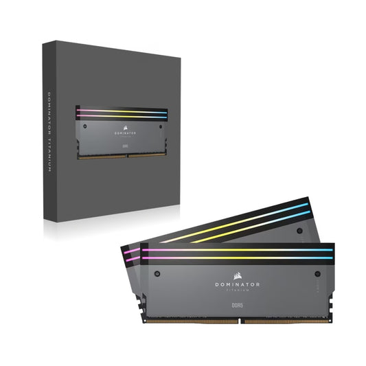 DOMINATOR® TITANIUM RGB 64GB (2x32GB) DDR5 DRAM 6000MT/s CL30 AMD EXPO & Intel XMP Memory Kit — Grey