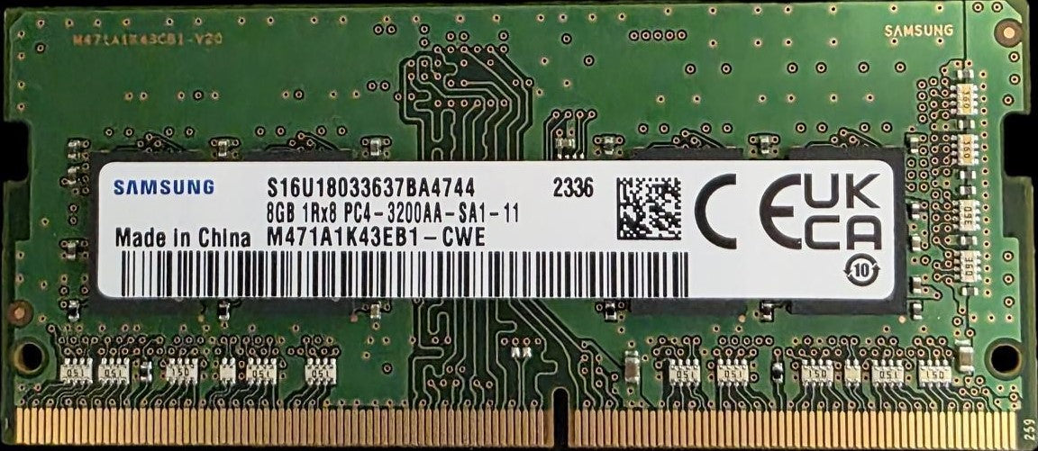 Samsung OEM 8GB (1x8GB) DDR4 SODIMM 3200MHz CL22 1.2V Single Ranked Notebook Laptop Memory RAM (ex-demo)