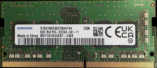 Samsung OEM 8GB (1x8GB) DDR4 SODIMM 3200MHz CL22 1.2V Single Ranked Notebook Laptop Memory RAM (ex-demo)