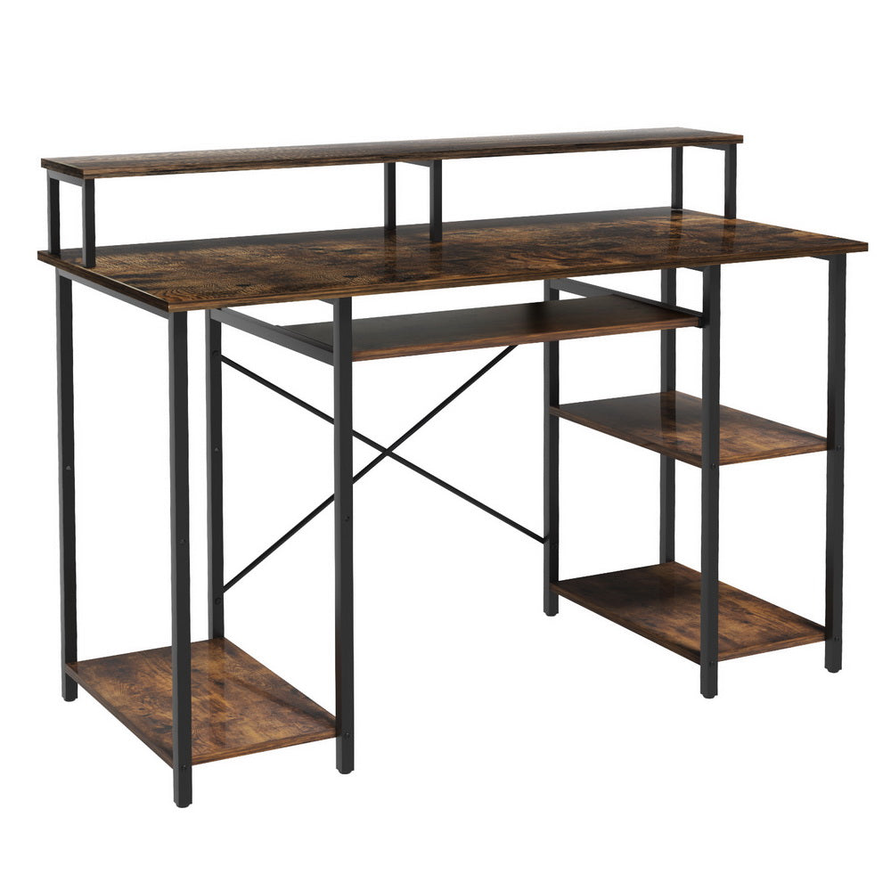 Artiss Computer Desk Laptop Desks Home Office Study Table Open Shelf Brown 120CM