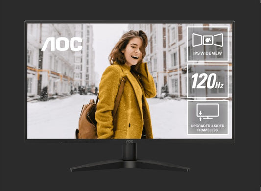 AOC 27' 120Hz 1920 Ã— 1080 (FHD), 300 cd/m2,  VGA Ã— 1, HDMI 1.4 Ã— 1 1ms AdaptiveSync  IPS Monitor. Office and Home. 2025