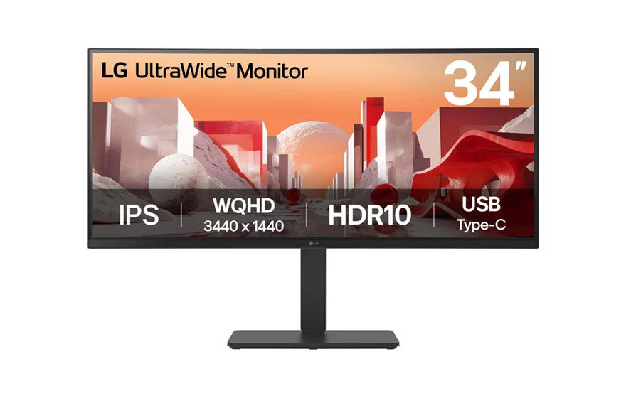 LG 34' UltraWide QHD Curved IPS 60Hz Monitor, 3440x1440, sRGB 99%, HDR10