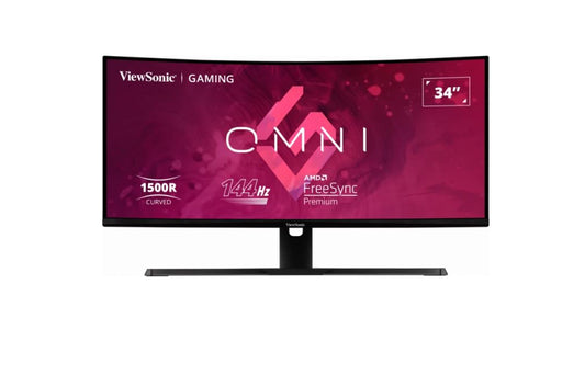 ViewSonic 34' Curved 3440x1440, 180Hz 1ms 1500R, HDR10, Adaptive Sync, 2x HDMI, 2x DP, Speaker, VESA 100, Office Ultra Wide Monitor