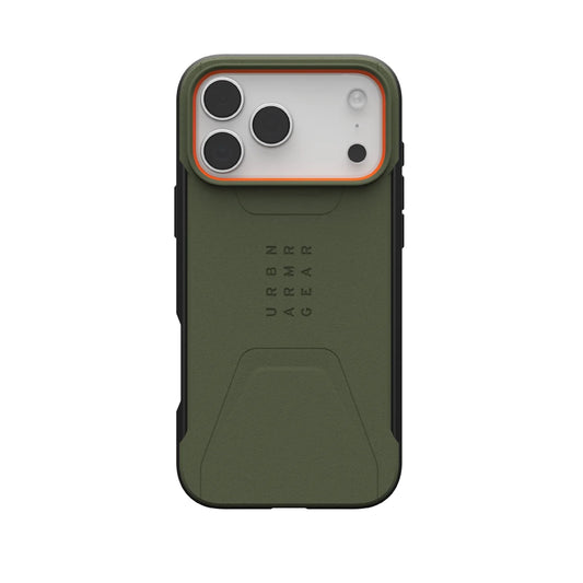 UAG Civilian Magsafe Apple iPhone 17 Pro (6.3') Rugged Case - Olive/Orange (114545117297), 20ft. Drop Protection (6M), Raised Screen,10 Years Warranty