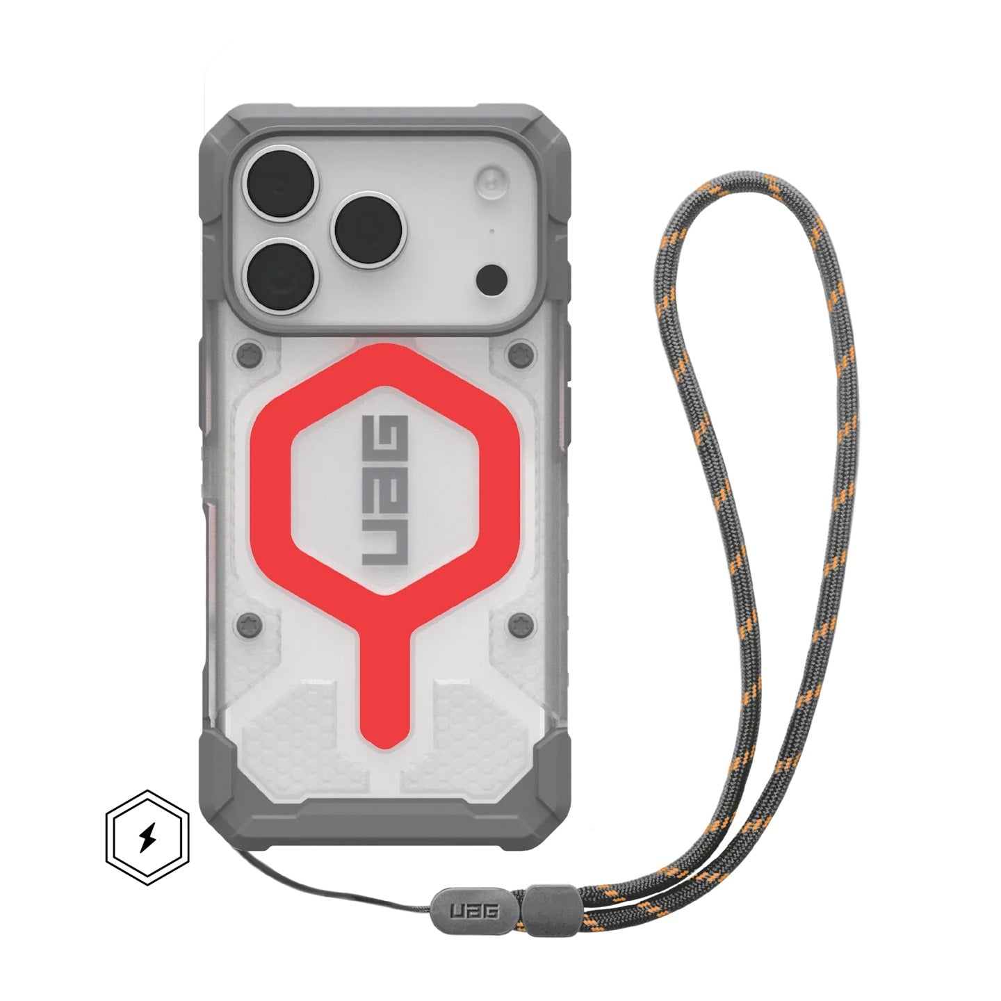 UAG Pathfinder Clear MagSafe Apple iPhone 17 Pro (6.3') Rugged Case + Active Lava Lanyard - Active Lava (1145511BV02), Lightweight, 10 Years Warranty