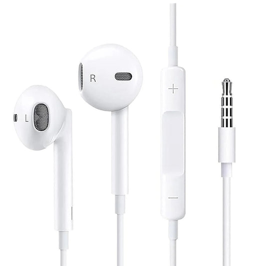 USP Pisen Half-in-Ear 3.5mm Earphones - White, Ergonomic Design ,HD Call