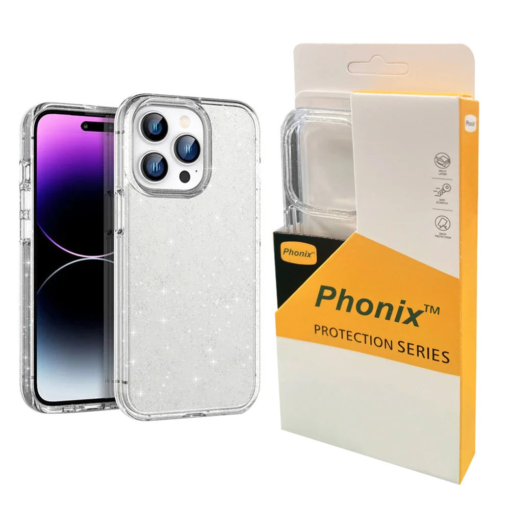 Phonix Apple iPhone 14 Pro Max Clear Rock Case Stardust - Soft TPU, Slim & Lightweight, Scratch resistant, Raised Edges, Perfectly Fits