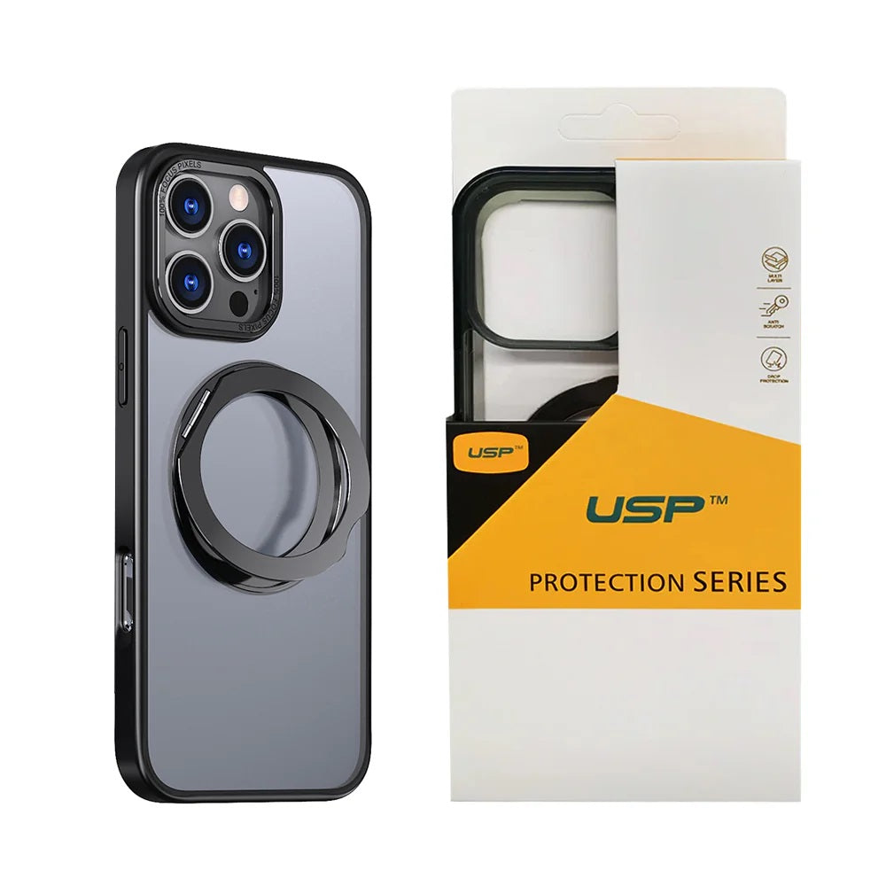 USP Apple iPhone Air (6.5') ShockProof Case with MagSafe Black - 360° Rotatable Ring-Stand, Scratch Resistant, Robust Protection & Lightweight