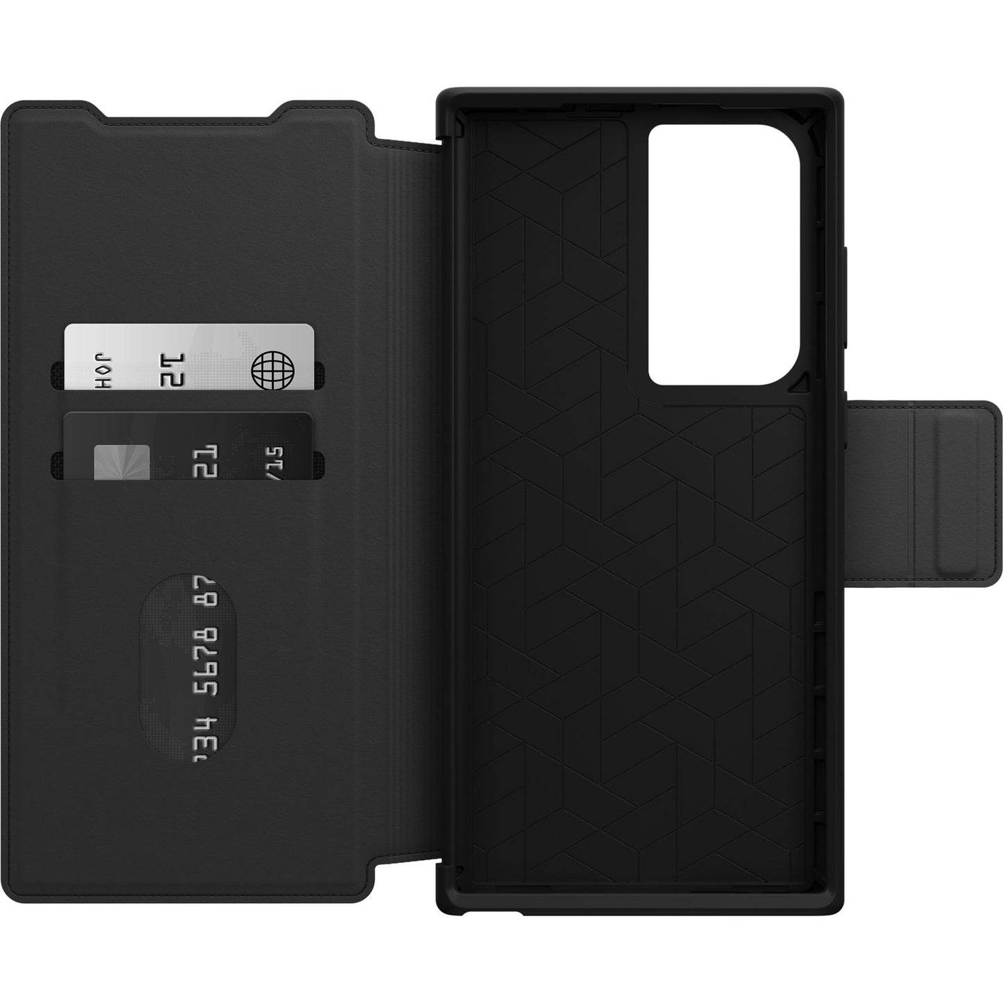 OtterBox Strada Samsung Galaxy S23 Ultra 5G (6.8') Case Black - (77-91185), DROP+ 3X Military Standard, Leather Folio Cover, Card Holder, Raised E