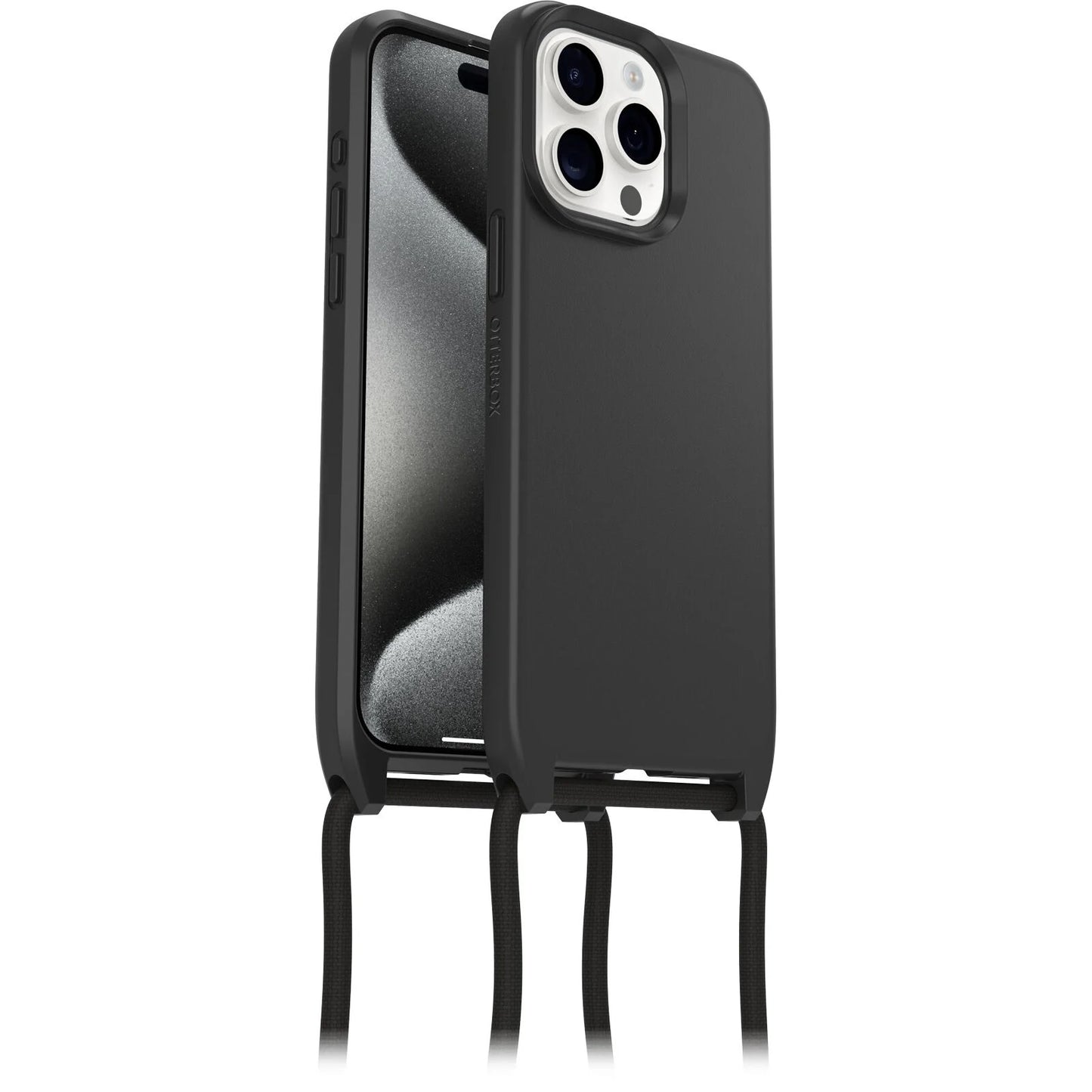 OtterBox React Necklace MagSafe Apple iPhone 15 Pro Max (6.7') Case Black - (77-93587),DROP+ Military Standard, Detachable Nylon Rope,7 Years Warranty