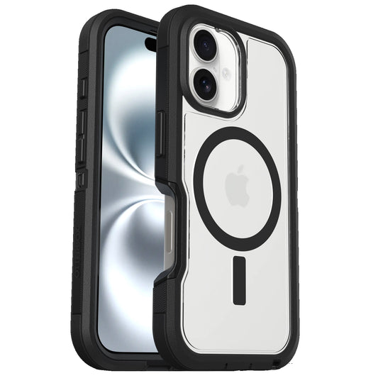 OtterBox Defender XT MagSafe Apple iPhone 16 (6.1') Case Clear/Black - (77-96056), DROP+ 7X Military Standard, Rugged, 7 Years Warranty