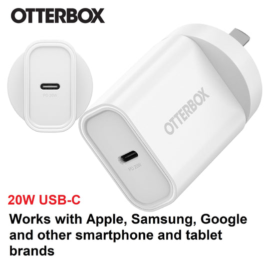 OtterBox 20W USB-C (Type I) PD Fast Wall Charger - White (78-81352), Compact, Drop Tested,Safe & Smart Charging,Best for Apple, 7 Years Warranty