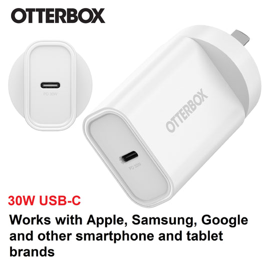 OtterBox 30W USB-C (Type I) PD Fast Wall Charger - White (78-81353), Compact, Drop Tested,Safe & Smart Charging,Best for Apple, 7 Years Warranty