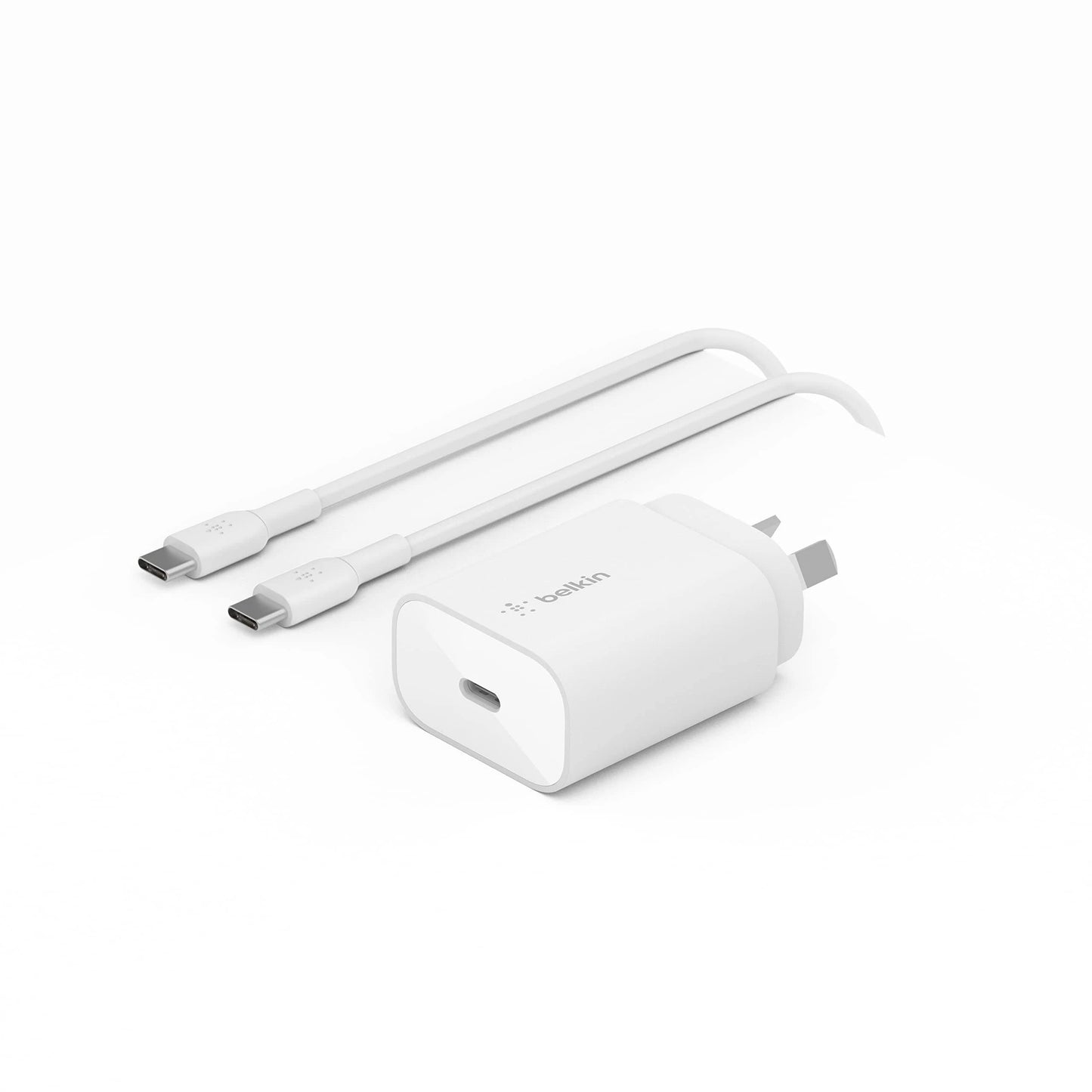 Belkin BoostCharge 25W USB-C PD 3.0 PPS Wall Charger + USB-C to USB-C Cable (1M) - White (WCA004au1MWH-B6), Dynamic Power, 2 Years Warranty