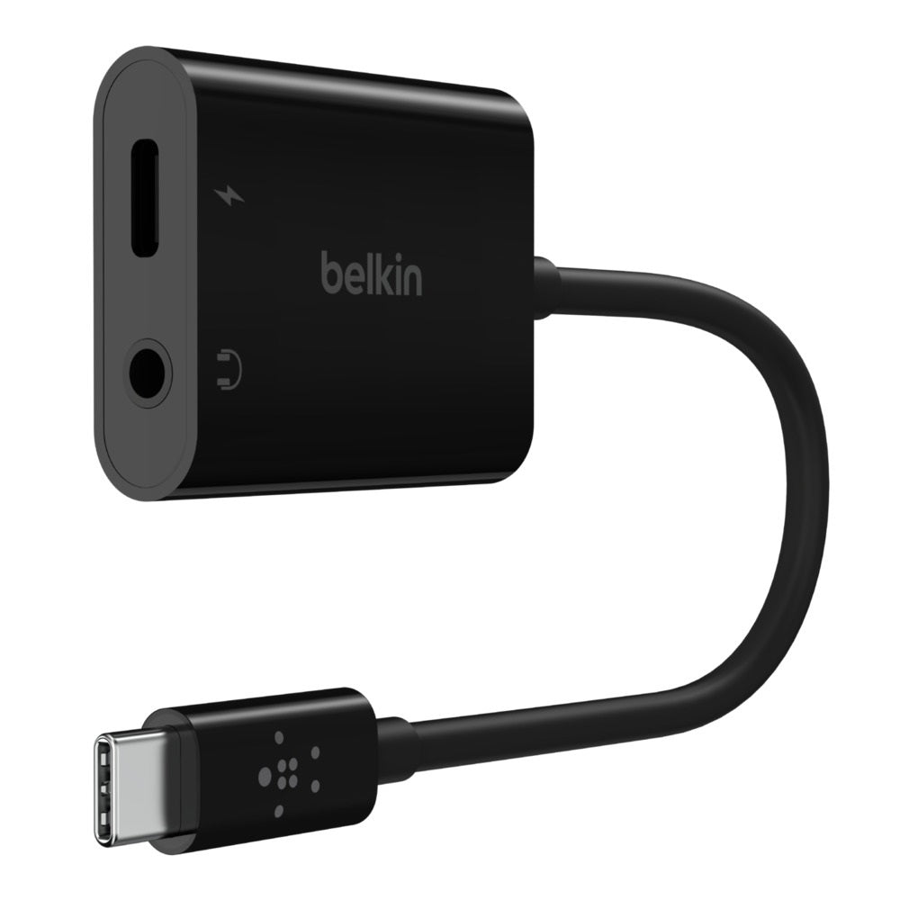 Belkin RockStar 3.5mm Audio + USB-C PD Charge Adapter - Black (NPA004btBK), 60W, Superior Audio, 2-in1 Solution, Apple iPhone, 2 Years Warranty
