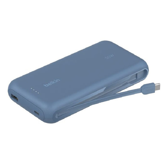 Belkin BoostChargeÂ Power Bank 20K With Integrated Cable - Blue(BPB024fqBL),30W, 1xUSB-A, 2x USB-A,Integrated USB-C cable, CEW$ 2,500, 2 Years Warranty