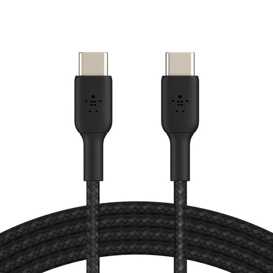 Belkin BoostCharge Braided USB-C to USB-C Cable (0.15M) - White (CAB004bt0MWH), 3A/60W, 480Mbps, 30K+ Bends, Apple, USB-IF Certified, 2 Year Warranty