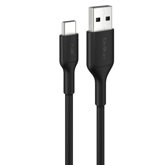 Belkin BoostCharge USB-C to USB-A Cable (0.15M) - Black (CAB021fq0MBK),3A/15W, 480MBPS, 300K+ Bends, Apple, Samsung, USB-IF Certified,2 Years Warranty