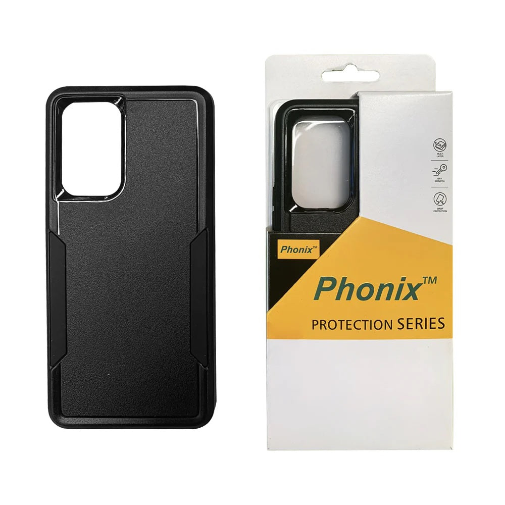 Phonix Samsung Galaxy A25 5G Armor Light Case Black - Two Tough Layers, Port Covers, No Slip Grippy Edges, Durable, Rugged, Sleek, Pocket Fit
