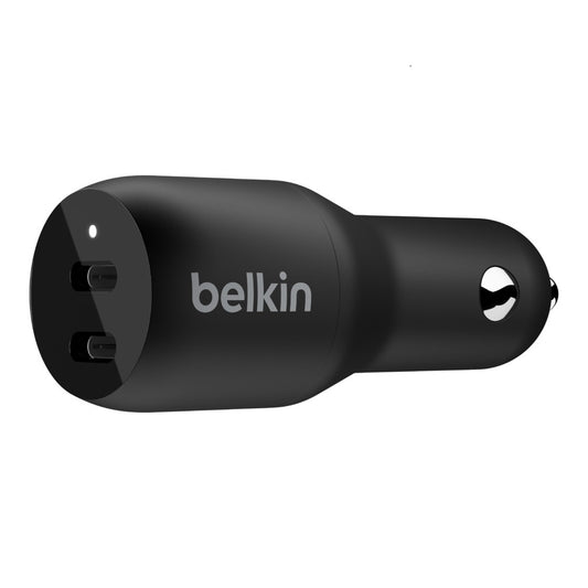 Belkin BoostCharge 36W Dual USB-C Car Charger - Black (CCB002btBK), 2xUSB-C (18W), Safe & Optimized, Apple iPhone, CEW $2,500, 2 Years Warranty