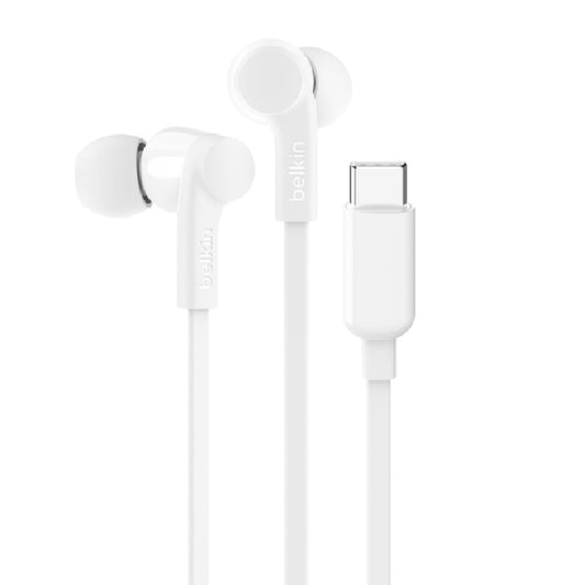 Belkin SoundForm USB-C Wired Headphones With Adjustable Volume Limiter-White (G3H0002fqWHV2),IPX5-Rated,10mm Drivers,Wired Connection,2 Years Warranty