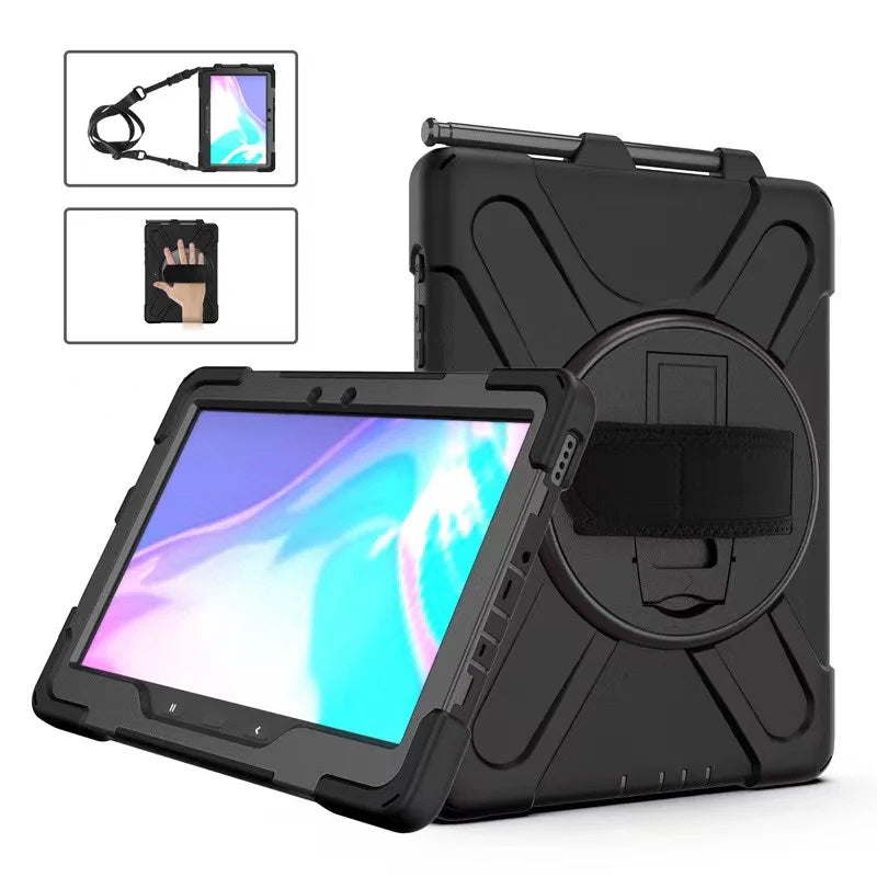 USP Rugged Samsung Galaxy Tab Active5 Pro/Tab Active4 Pro/Tab Active Pro (10.1') Case Black - Built-in-Kickstand,Adjustable Hand Strap, Shoulder Strap