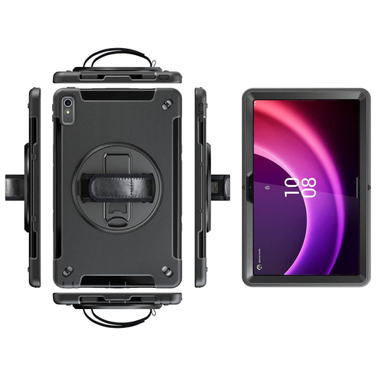 USP Rugged Lenovo Tab P11 (11') (2nd Gen) Case + Screen Protector Black - Built-in-Kickstand,Adjustable Hand Strap,Reinforced Corners,Raised Edges