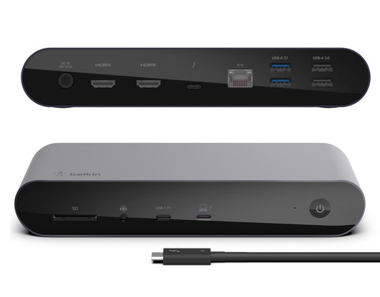 Belkin Connect Pro Thunderbolt 4 Dock - Space Grey (INC006auSGY),4xUSB-A,1xSD,1xUSB-C, 8K @ 30Hz, 4K @ 60Hz, Thunderbolt 4 certified, 2 Years Warranty