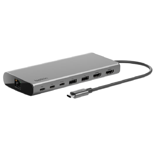 Belkin Connect Universal USB-C 8-in-1 Dual Display Core Hub - Space Grey (INC015btSGY), 100W,10 Gbps,4K@60Hz & 4K@30Hz,Silicon Motion,2 Years Warranty