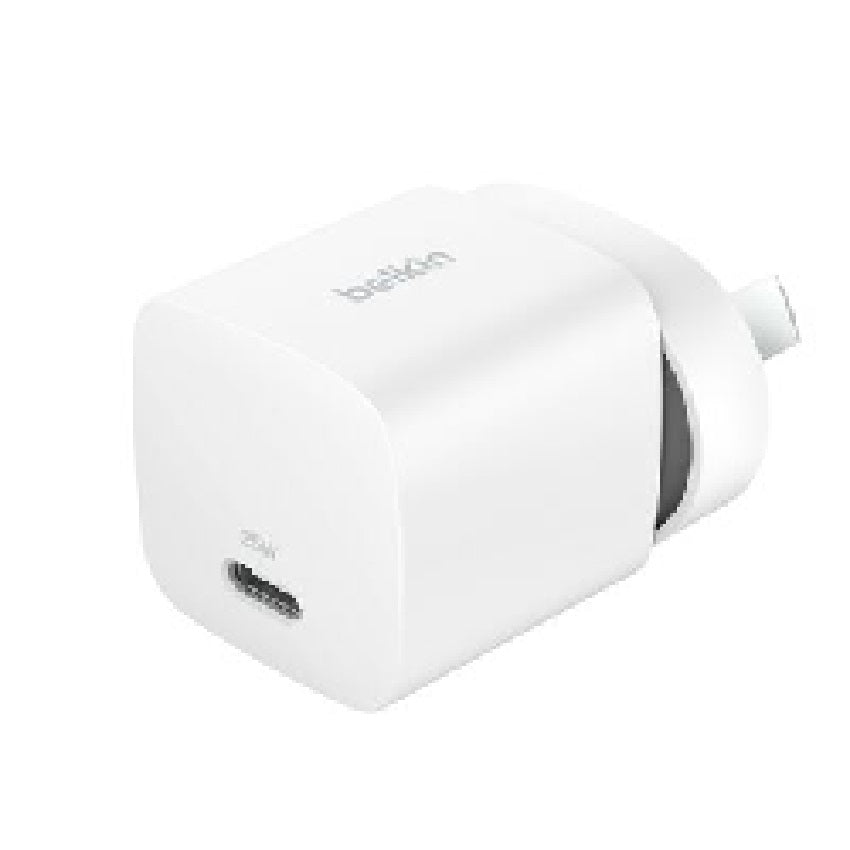 Belkin BoostCharge 25W USB-C PD 3.1 Cubic Wall Charger - White (WCA012auWH), Portable & Powerful, Apple, MFI-Certified, CEW $2500, 2 Years Warranty