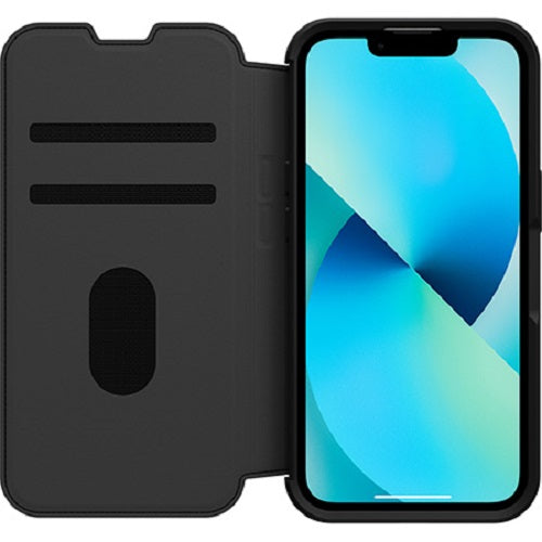 OtterBox Strada Apple iPhone 16e / iPhone 13 Case Black - (77-85798), DROP+ 3X Military Standard, Leather Folio Cover, Card Holder, 7 Years Warranty