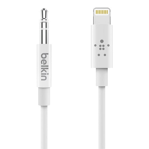 Belkin 3.5 mm Audio Cable With Lightning Connector (0.9M) - White (AV10172bt03-WHT), High Resolution Audio, MFI-Certified, Apple, 2 Years Warranty
