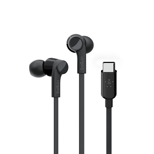 Belkin SoundForm Wired Earbuds With USB-C Connector (USB-C Headphones) - Black (G3H0002btBLK), Water Resistant, Built-in Microphone, 2 Years Warranty