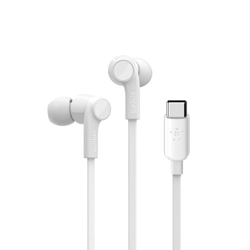 EOL Belkin SoundForm Wired Earbuds With USB-C Connector (USB-C Headphones) - White (G3H0002btWHT), Water Resistant, Built-in Microphone, 2 Years Warra