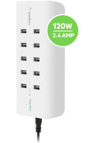 Belkin RockStarâ„¢ 10-Port USB Charging Station - White (B2B139au),Intelligent Charging,Desk Mountable,Overcurrent protection,CEW $5000,2 Years Warranty
