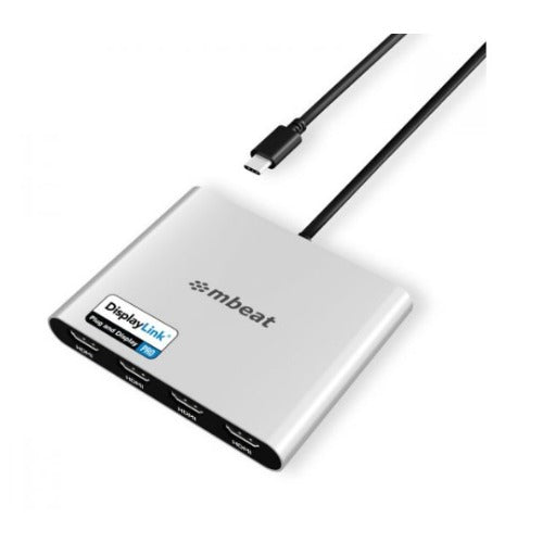 mbeat® USB-C Quad 4K HDMI DisplayLink® Adapter with PD Pass-through Quad