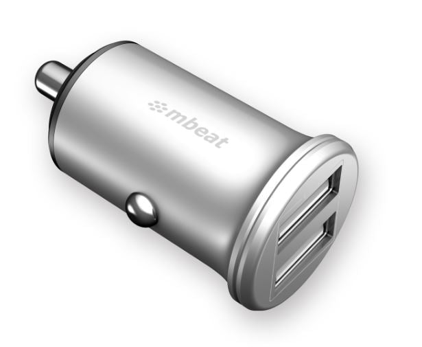 (LS) mbeatÂ® Power Dot Pro Dual port 4.8A Rapid Car Charger - 24W/Metallic Design/Fast Charging Package Weight: 32g (LS> MB-CHGR-CC01)