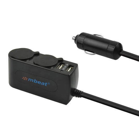 (LS)mbeatÂ®  3A / 15W Dual Port USB and Dual Cigarette Lighter Car Charger - 2x USB/2x Cigarette Charger Expanders Fast-charging with 3A output