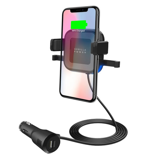 mbeatÂ® Gorilla Power 10W Wireless Car Charger with 2.4A USB Charging, Air Vent Clip & Windshield Stand Black  Package  Weight:  283g