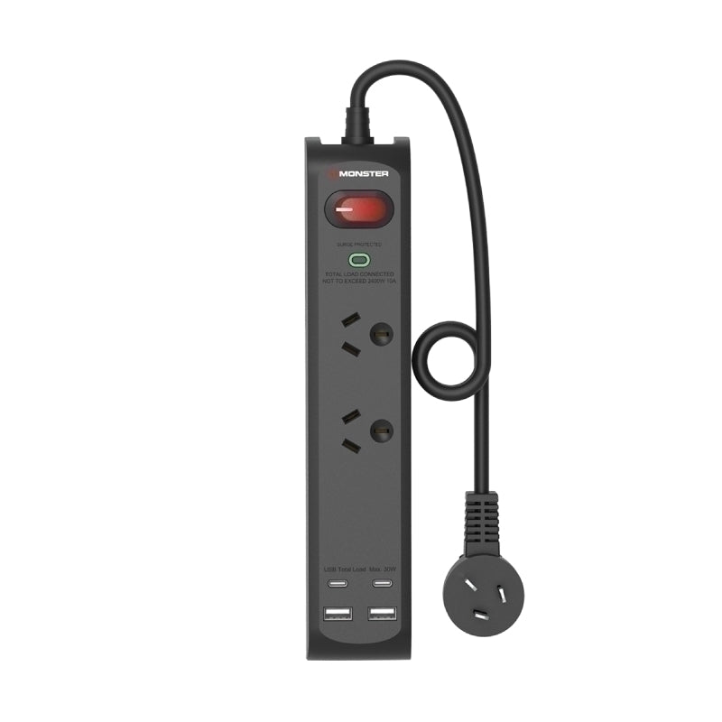 Monster 2-Port Surge+USB Black