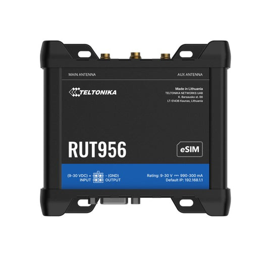 Teltonika RUT956 Industrial Cellular Router, eSIM, Dual-SIM Cellular 4G LTE